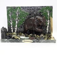 Медведь скульптура Хатанга змеевик природный камень гипс